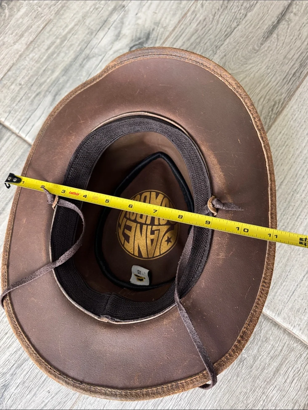 Brown Leather Western cowboy Hat with Feather Accent